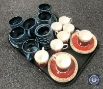 A tray of eight Susie Cooper bone china coffee cans and matching saucers,