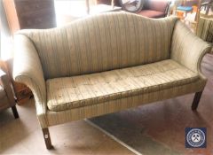 A mahogany framed three seater scroll end settee in classical style fabric CONDITION