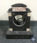 A Victorian slate and marble clock case