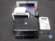 A box of electricals including 4K TV coding box, Zone 100 wireless gaming system,