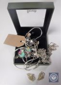 A box of sterling silver jewellery - necklaces, bracelet,