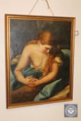 19th century school, Portrait of a semi-nude peasant girl, oil on canvas, 46 cm x 58 cm, framed.