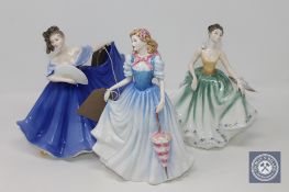 Three Royal Doulton figures - Cynthia, Summer Blooms and Elaine.