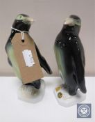 Two Royal Dux penguin figures