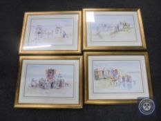 Four gilt framed Faye Whittaker limited edition prints of seaside scenes