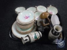 A tray of twenty-seven pieces of bone tea china, Spode Oriental style vase,