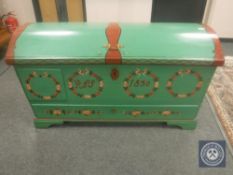 A 19th century painted domed topped trunk,