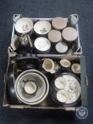 Two boxes of Denby dinner ware,