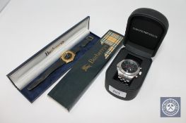 A gent's stainless steel Emporio Armani quartz wristwatch, ref.