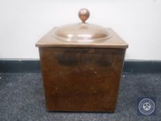 A Victorian copper coal bucket with liner