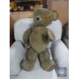 A large mid 20th century mohair teddy bear