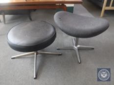 Two late 20th century footstools on chrome bases