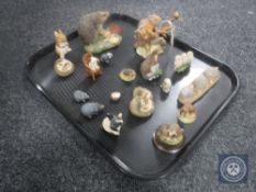 A tray of animal figures, Coalport,