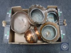 A tray of five early 20th century copper planters