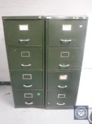 Two mid 20th century metal four drawer filing cabinets