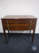 A Victorian mahogany three drawer cutlery chest