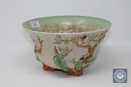 A Clarice Cliff Newport Pottery bowl, decorated with tree branches and internal crackle wash glaze,