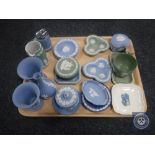 A tray of nineteen pieces of Wedgwood Jasperware