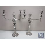 A pair of impressive silver plated table candelabra (2) CONDITION REPORT: 48cm high