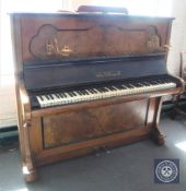 A walnut cased overstrung piano by Herm. N.