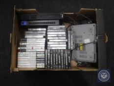 A box of Sony Playstation 1 and 2 with assorted games