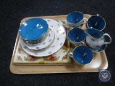 A tray of boxed Royal Albert Old Country Roses cake plate together with a twenty-one piece Royal