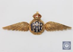 A 15ct gold and enamel RAF sweetheart brooch