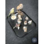 A tray of eight bird figures including Goebel,
