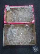 Two boxes of antique and later glass ware,