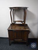 An oak Arts & Crafts occasional table together with an oak washstand