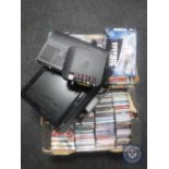 Two boxes of CD's, DVD's,