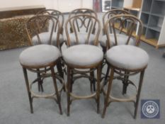 A set of six Bentwood bar stools