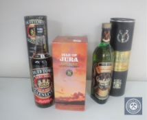 Three bottles of whisky to include Isle of Jura Pure Malt 75cl boxed,