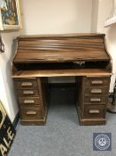 An Edwardian oak roll top desk a/f