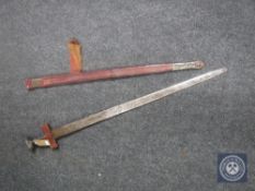 A late 19th/early 20th century Sudanese Kaskara sword in scabbard