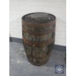 An oak coopered barrel