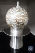 A Stuart Abelman Art Glass spherical diffuser, signedon base, dated 1993, numbered OL25W,