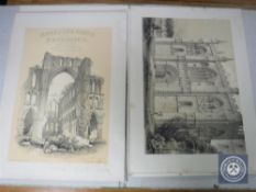 A folio of black and white engravings from the drawings of William Richardson