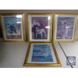 Four gilt framed advertisement posters including Fry's and Cadbury's chocolate