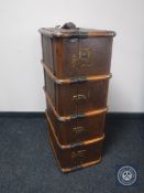 An early 20th century wooden bound travelling trunk