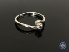 A 9ct white gold diamond solitaire ring, size P CONDITION REPORT: 1.