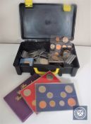 A box containing Royal Mint 1980 coin proof set,