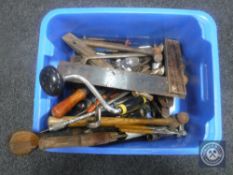A box of vintage and later wood working tools