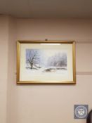 Joe Hush : A winter landscape, 53 cm x 34 cm , signed, framed.