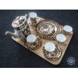 A tray of thirteen piece Royal Crown Derby Imari tea service together with two Royal Crown Derby