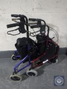 Two folding mobility aids