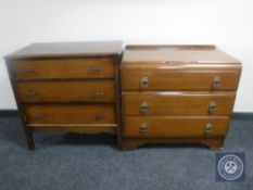 Two 20th century oak three drawer chests