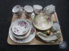 A tray of twenty-one piece Queen Anne bone china tea service and Hornsea vase, Wade shallow dish,
