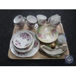 A tray of twenty-one piece Queen Anne bone china tea service and Hornsea vase, Wade shallow dish,