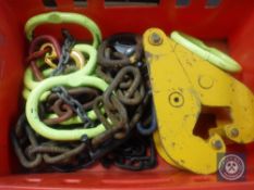 A crate of metal chains and O-rings
